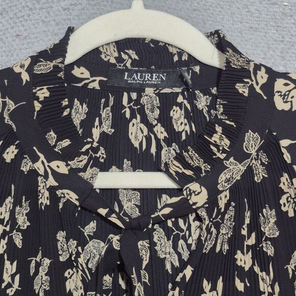 Lauren Ralph Lauren Women's Neck Tie Bell Sleeve Floral Georgette Blouse 2X - Picture 2 of 10